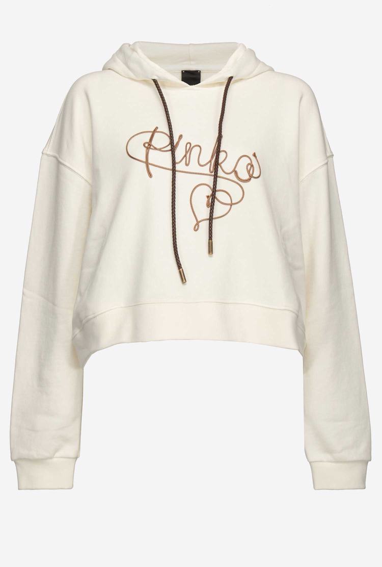 White Women's Pinko Embroidery Sweatshirt | Ireland-89067539