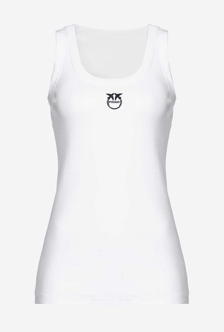 White Women's Pinko Embroidery Tanks | Ireland-94251679