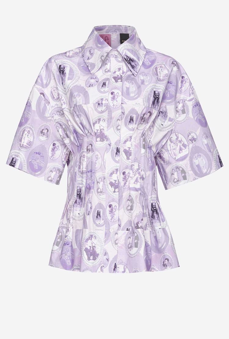 White Women's Pinko Family Print Shirts | Ireland-69210379