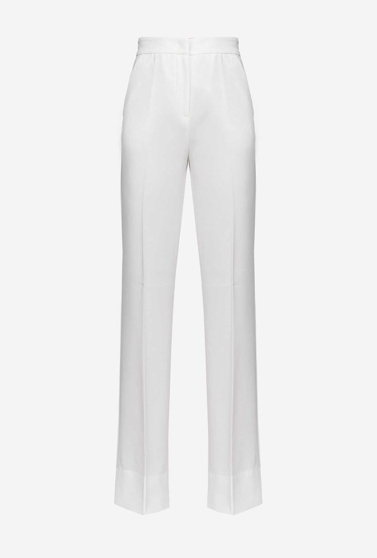 White Women's Pinko Flared Poly Crepe Pants | Ireland-76419239