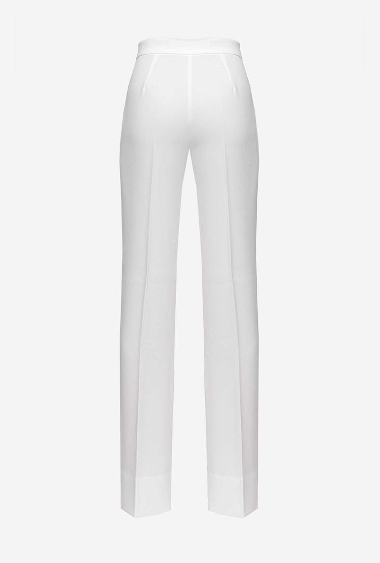 White Women's Pinko Flared Poly Crepe Pants | Ireland-76419239