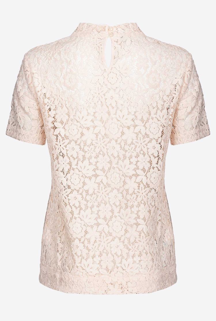 White Women's Pinko Floral Lace T Shirts | Ireland-93826749