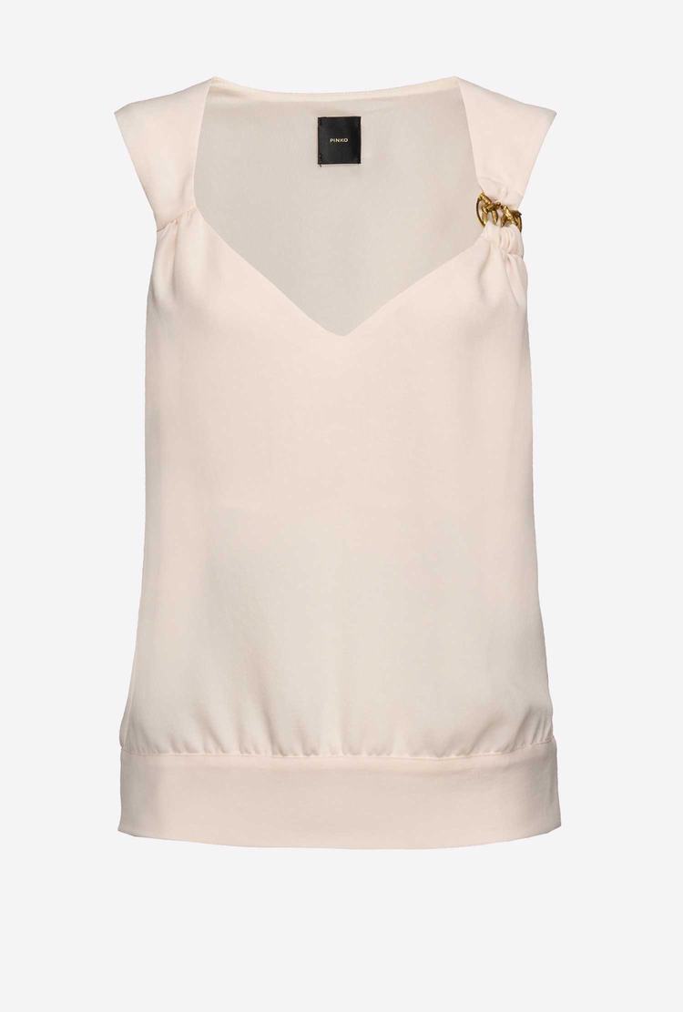 White Women's Pinko Flowing Crepe Tanks | Ireland-79452819