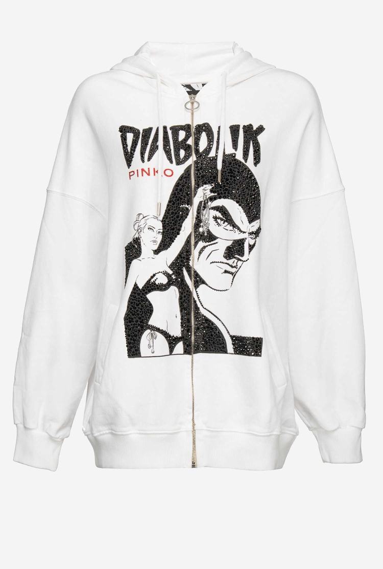 White Women\'s Pinko Full-zip Diabolik Sweatshirt | Ireland-43218579