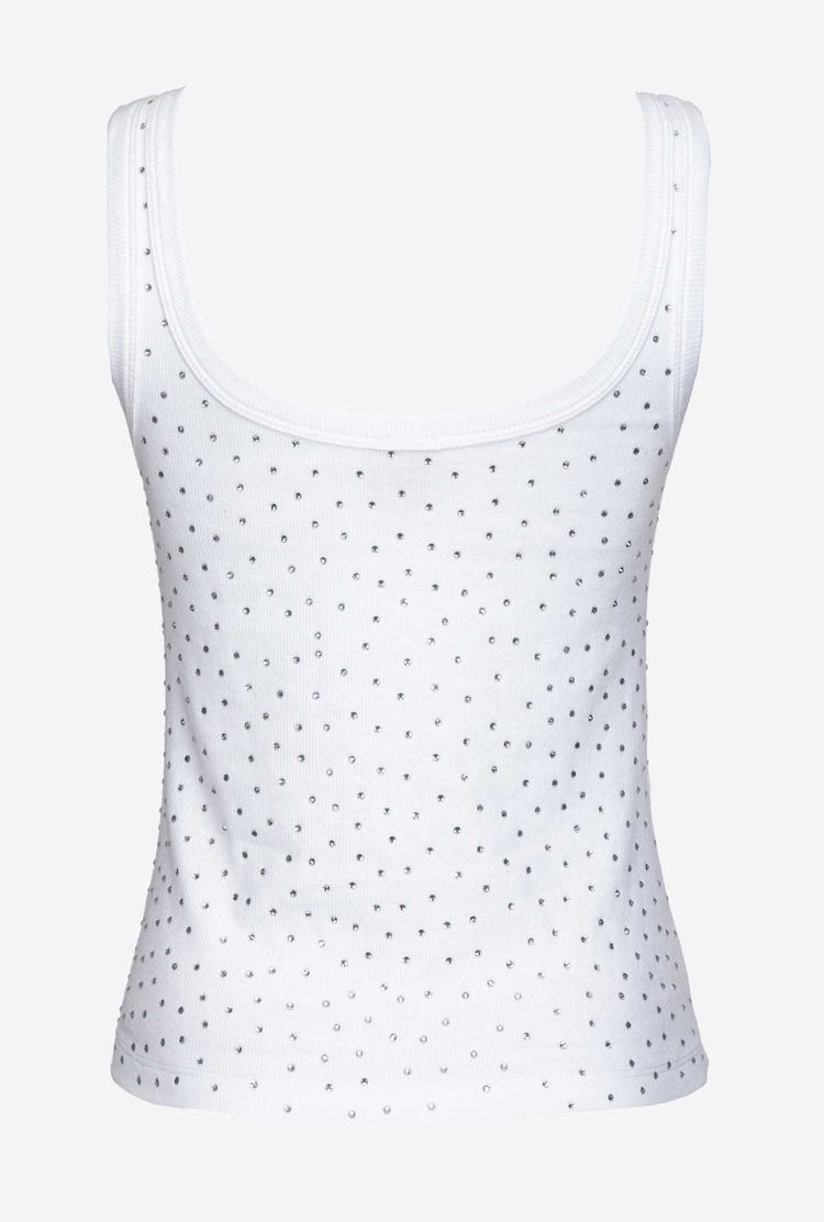 White Women's Pinko Galleria Full-rhinestone Tanks | Ireland-51946079