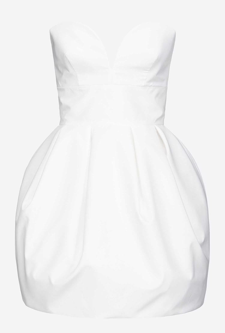 White Women's Pinko Galleria Taffeta Mini Balloon Dress | Ireland-31452699