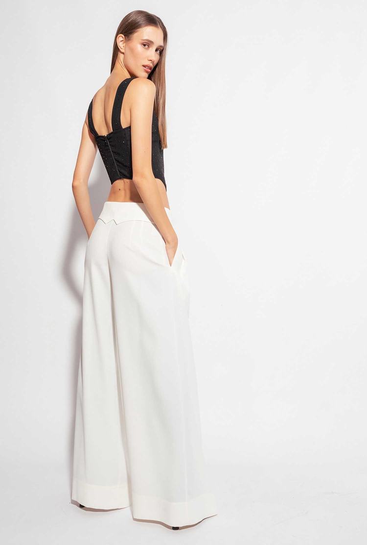 White Women's Pinko Galleria Wide-leg Pants | Ireland-26791549