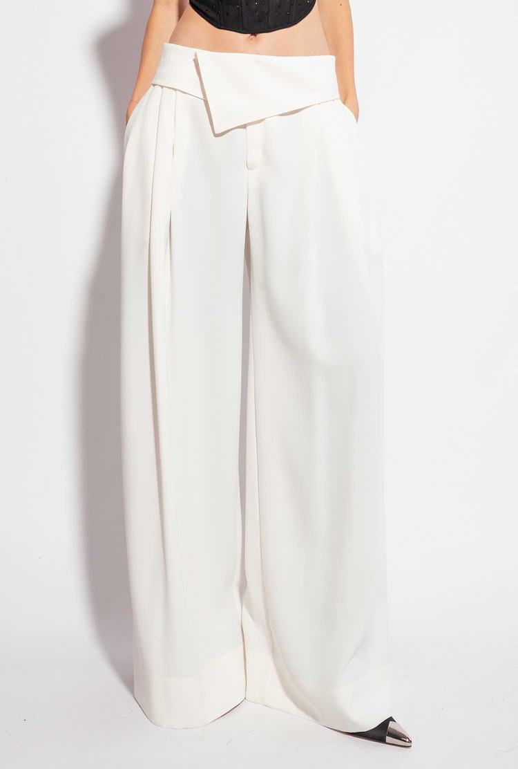 White Women's Pinko Galleria Wide-leg Pants | Ireland-26791549