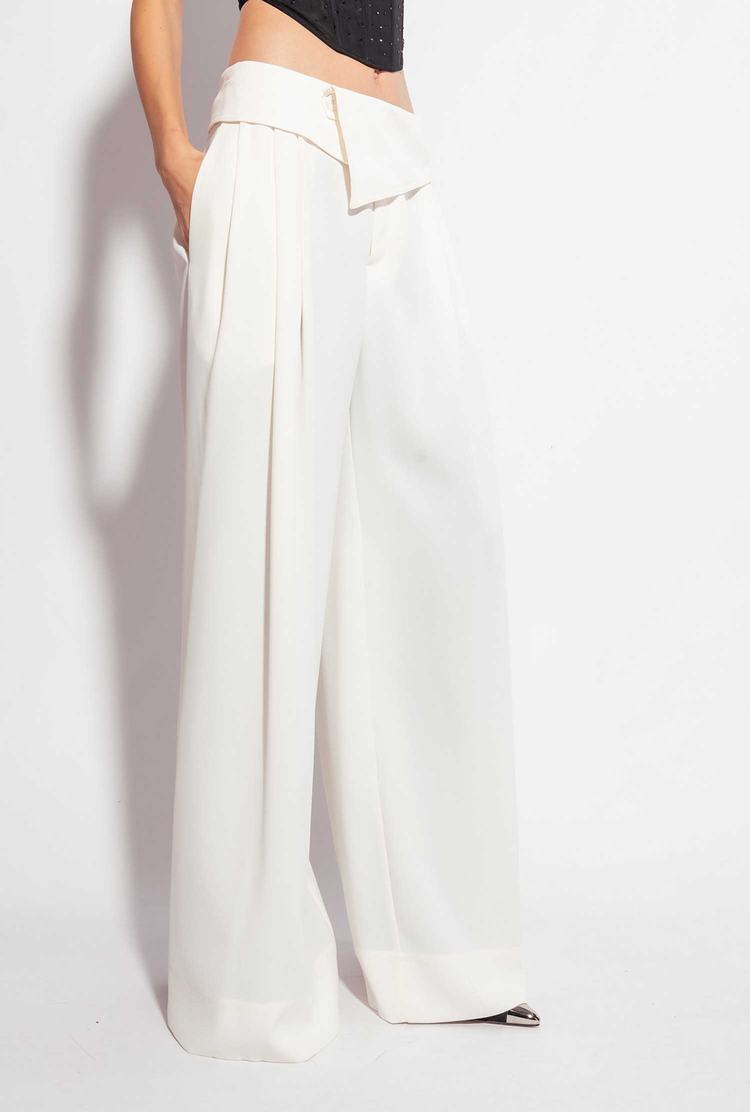 White Women's Pinko Galleria Wide-leg Pants | Ireland-26791549