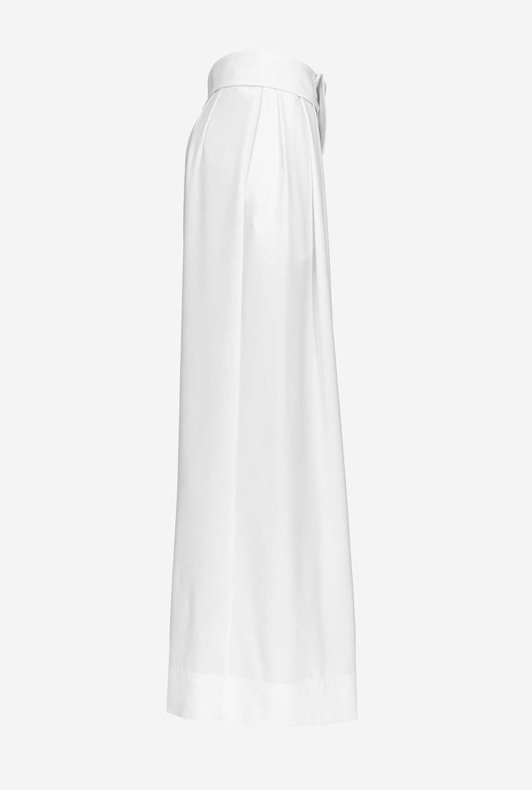 White Women's Pinko Galleria Wide-leg Pants | Ireland-26791549