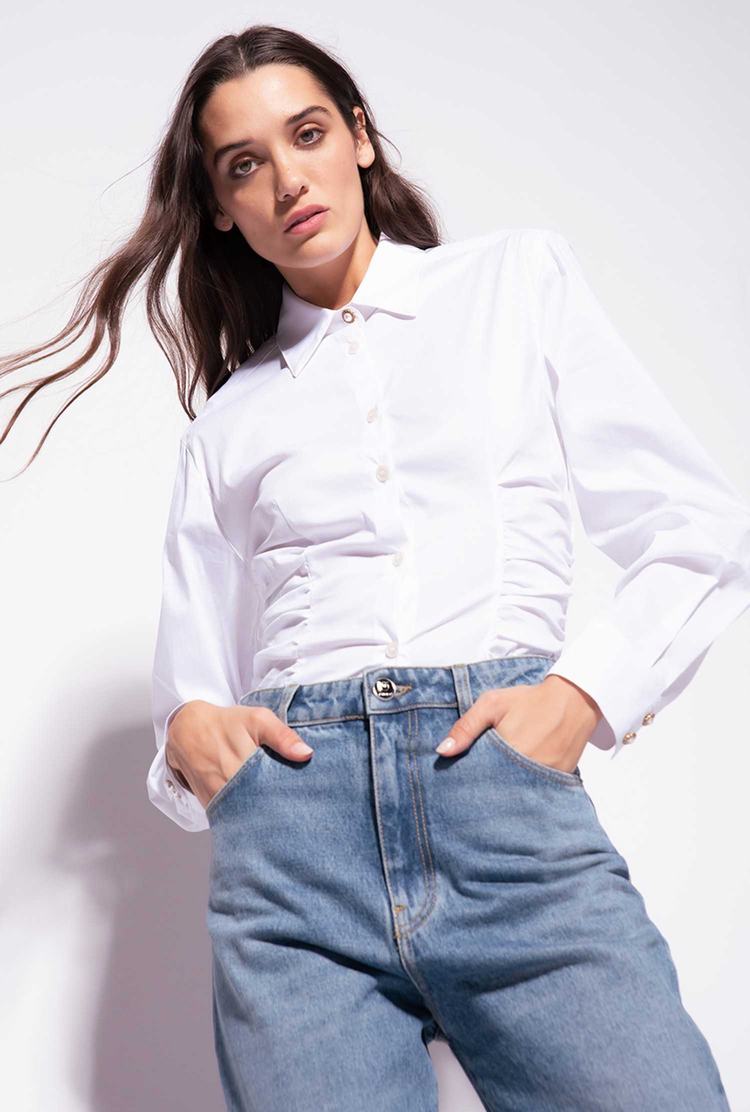 White Women's Pinko Gathering Shirts | Ireland-67928409