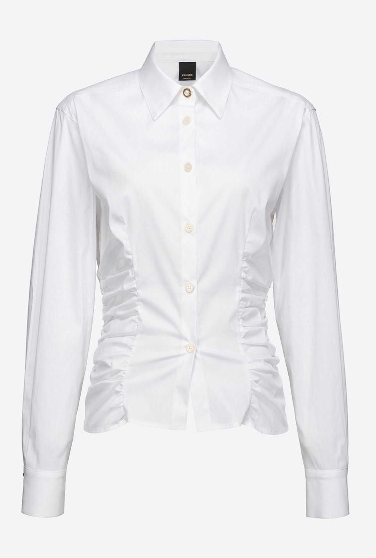 White Women's Pinko Gathering Shirts | Ireland-67928409