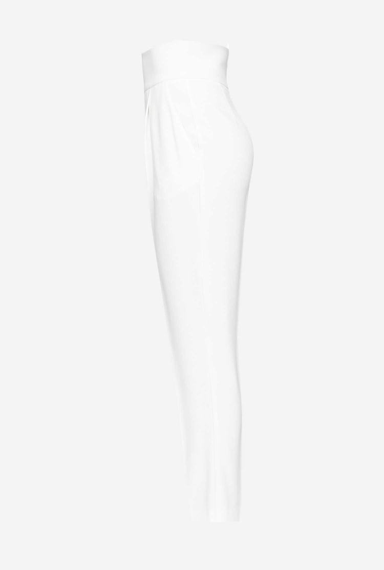 White Women's Pinko High-waisted Stretch Crêpe Pants | Ireland-50134969