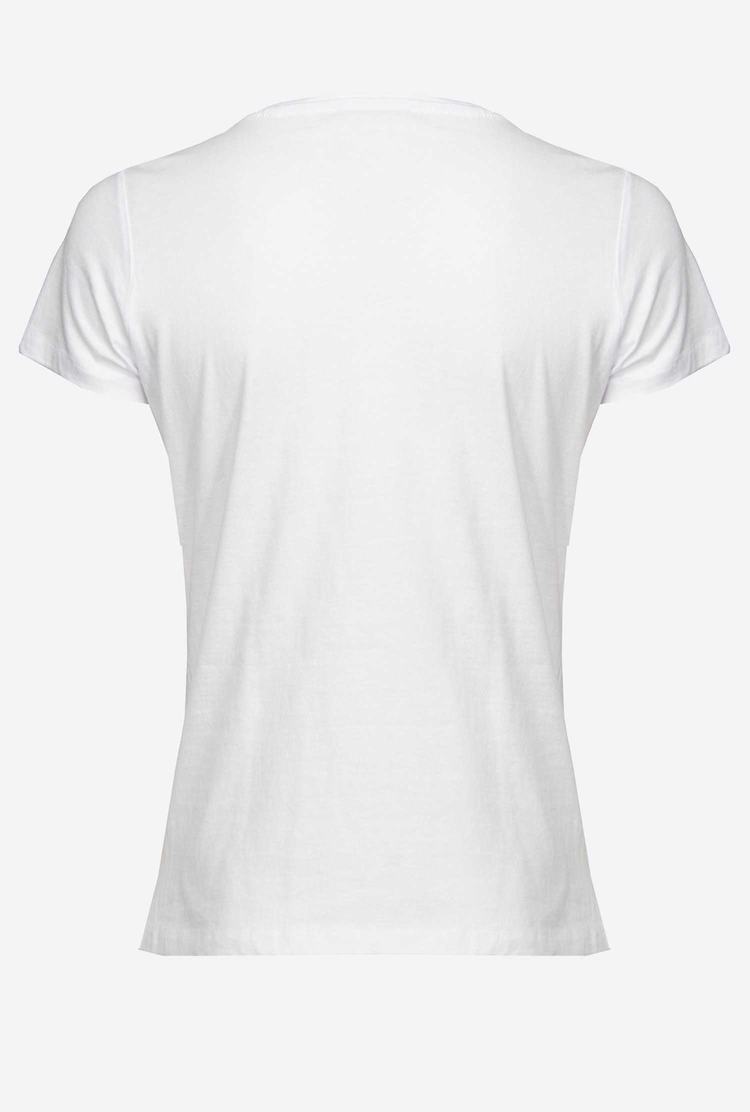 White Women's Pinko Jewel Detail T Shirts | Ireland-81623959