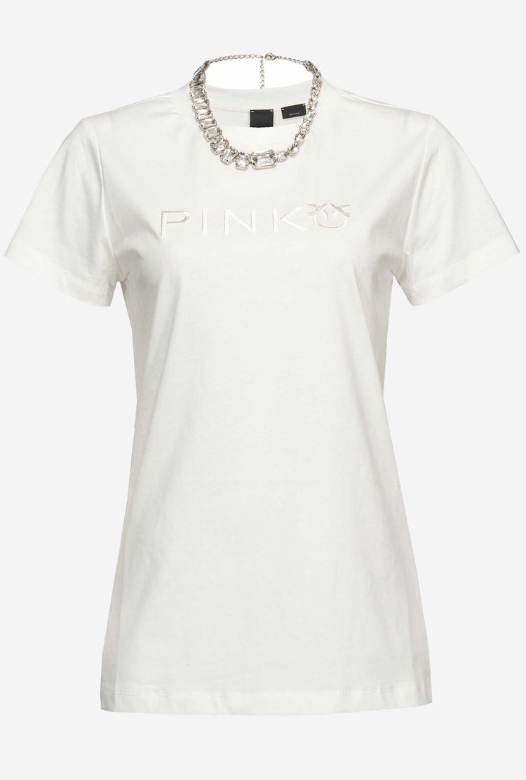 White Women's Pinko Jewel Necklace T Shirts | Ireland-75013299