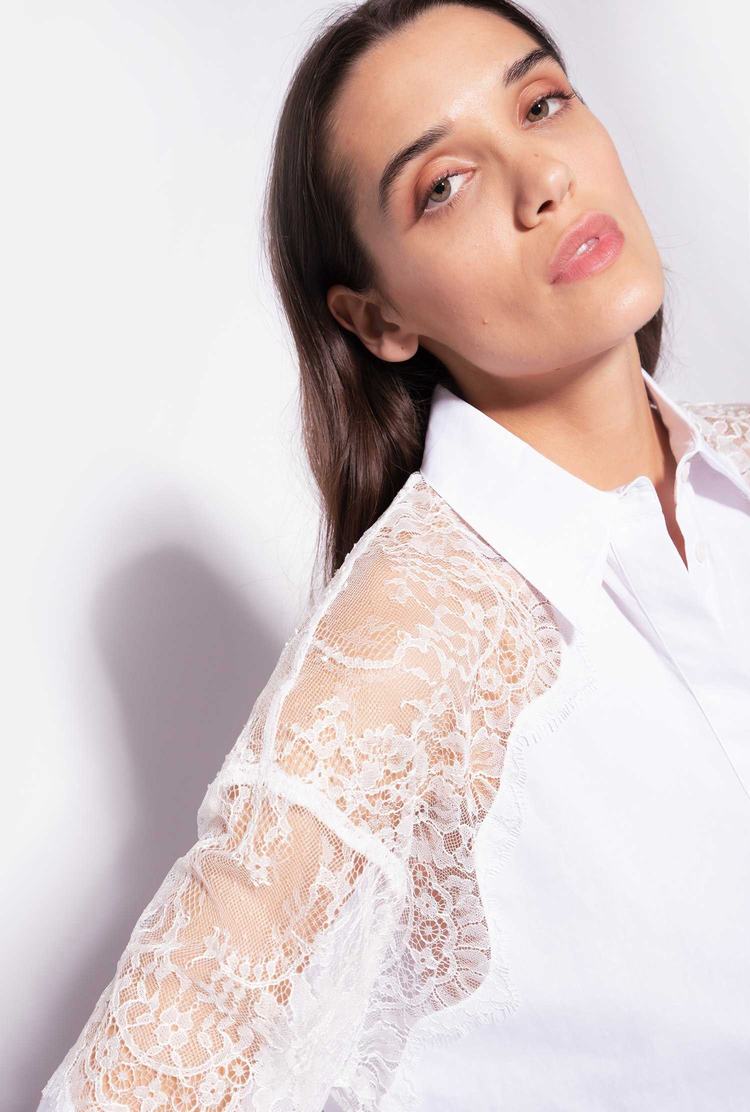 White Women's Pinko Lace Shirts | Ireland-43607899