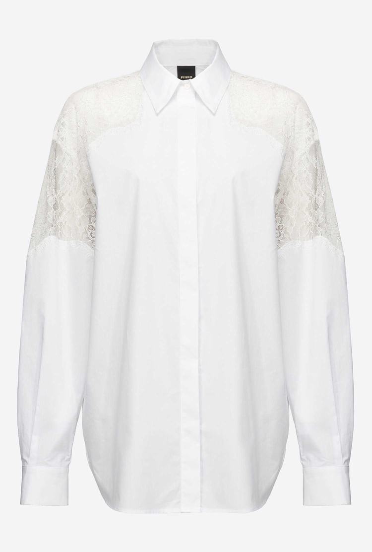 White Women's Pinko Lace Shirts | Ireland-43607899