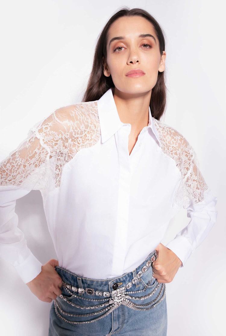 White Women\'s Pinko Lace Shirts | Ireland-43607899