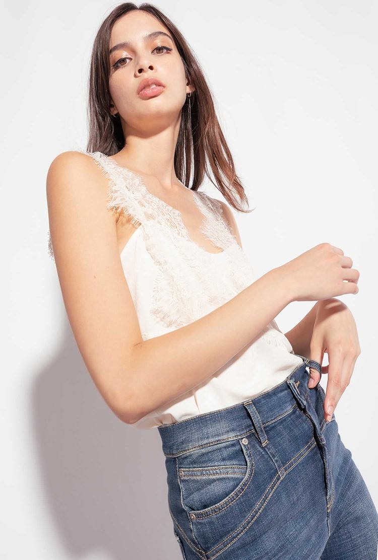 White Women's Pinko Lace Tanks | Ireland-87254969