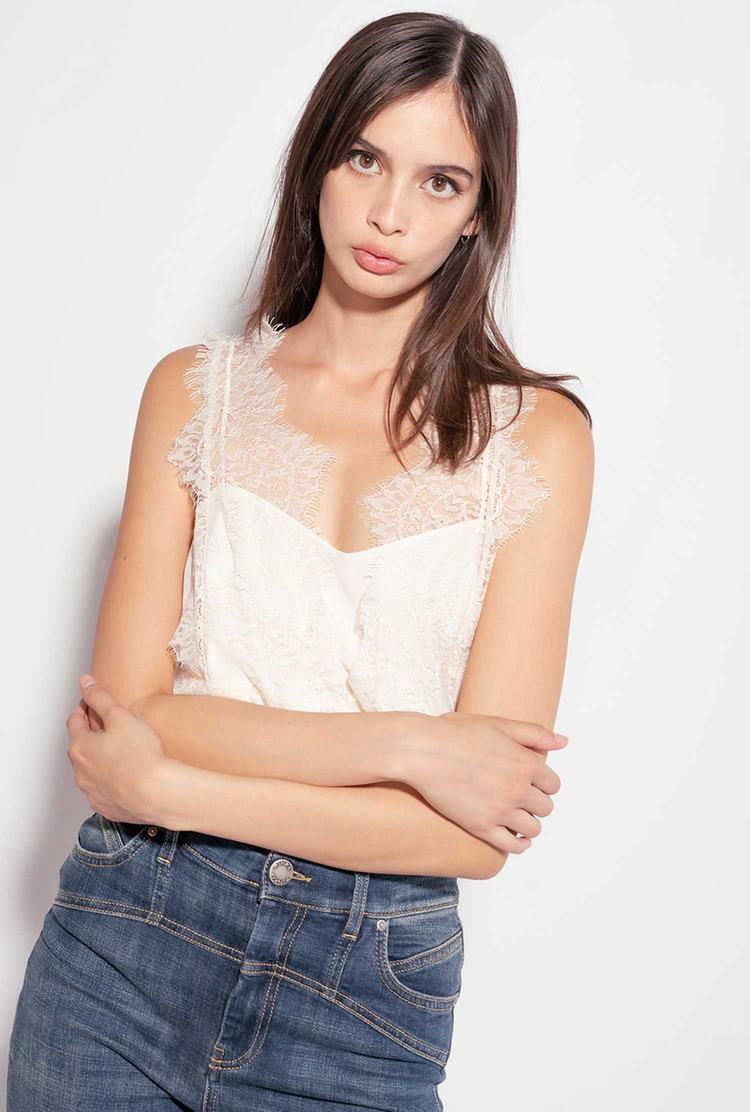 White Women's Pinko Lace Tanks | Ireland-87254969