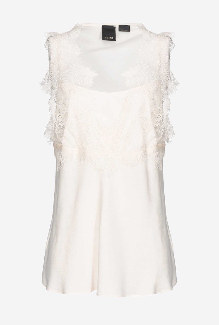 White Women's Pinko Lace Tanks | Ireland-87254969