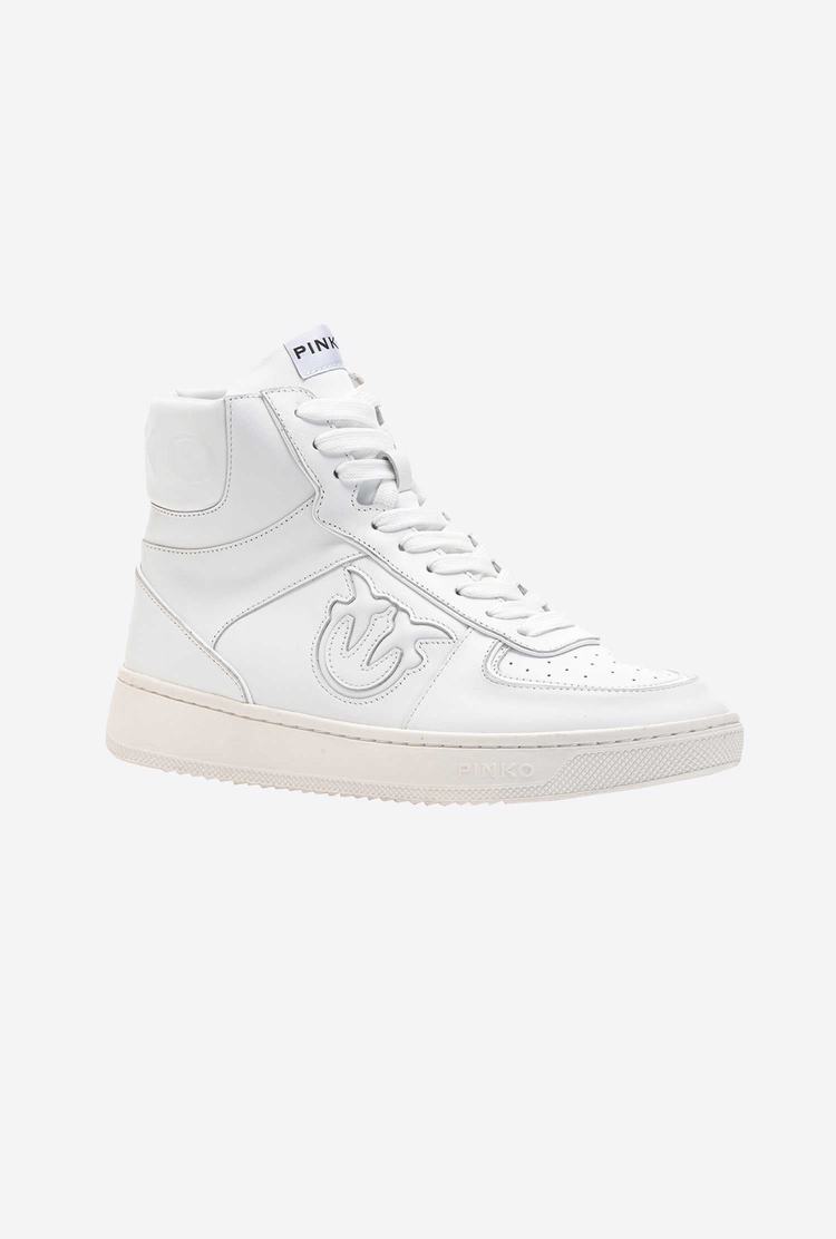 White Women's Pinko Leather High-top Sneakers | Ireland-70192859