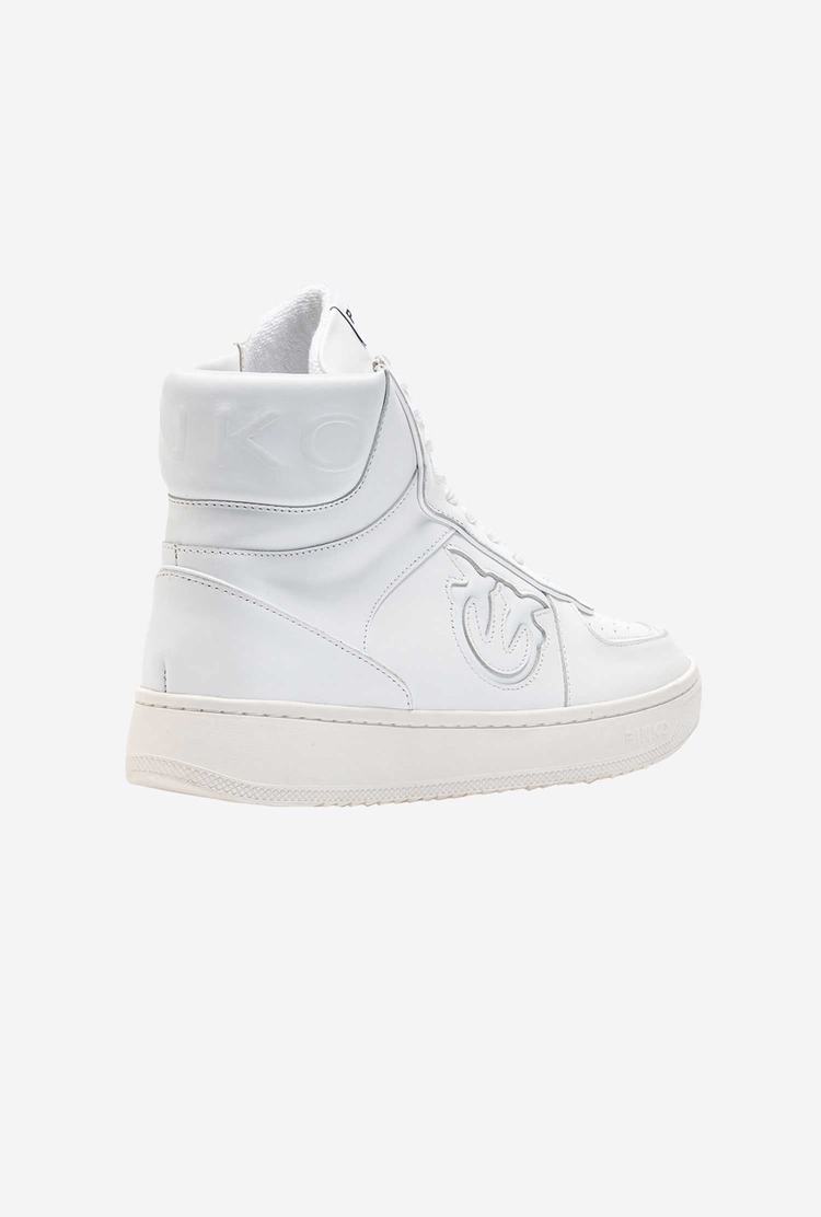 White Women's Pinko Leather High-top Sneakers | Ireland-70192859