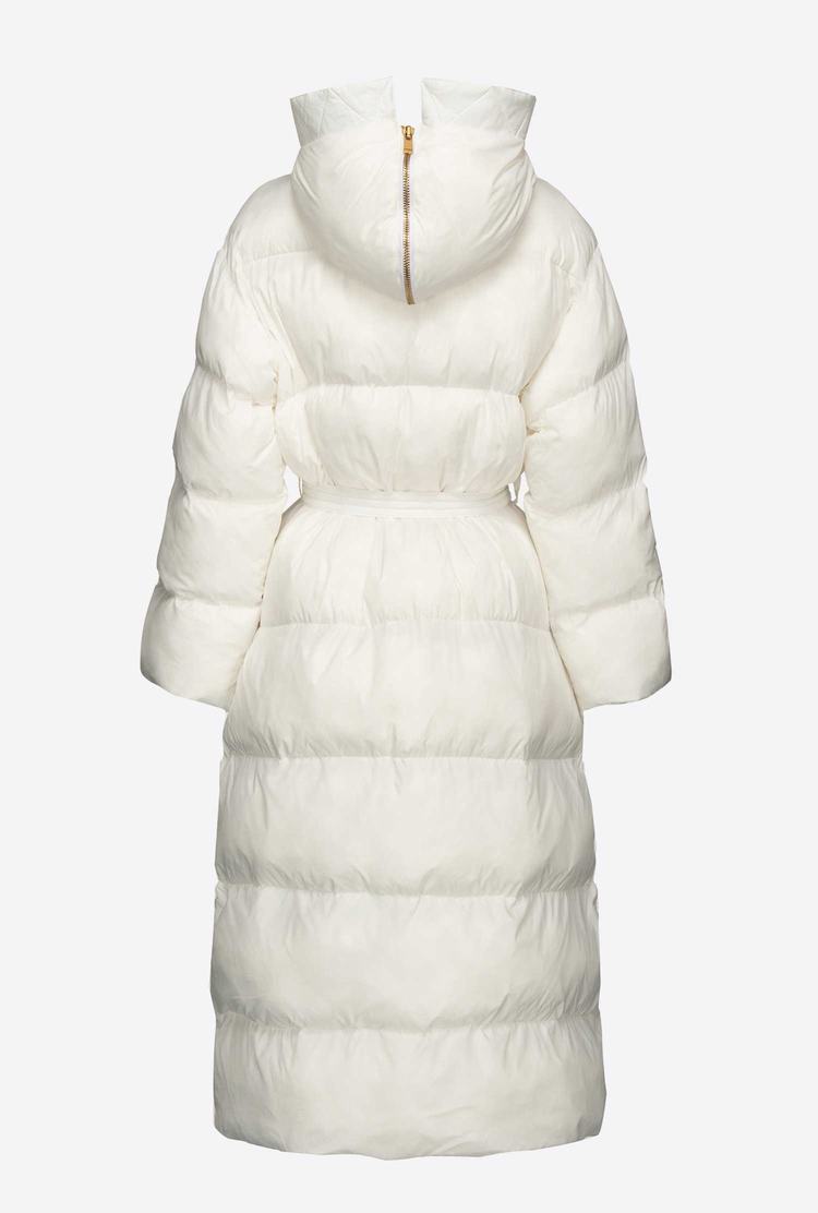 White Women's Pinko Long Crystal Nylon Down Jackets | Ireland-61234579