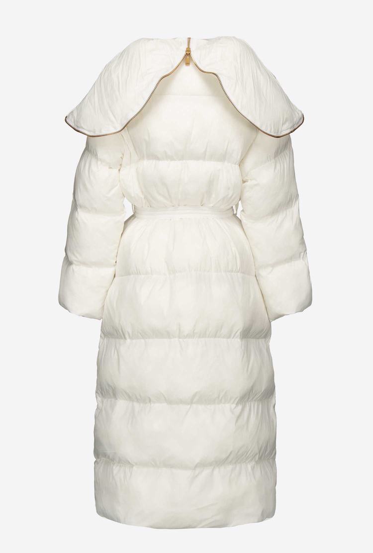 White Women's Pinko Long Crystal Nylon Down Jackets | Ireland-61234579