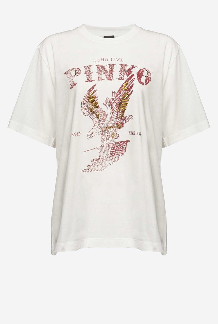 White Women's Pinko Long Live T Shirts | Ireland-39842159