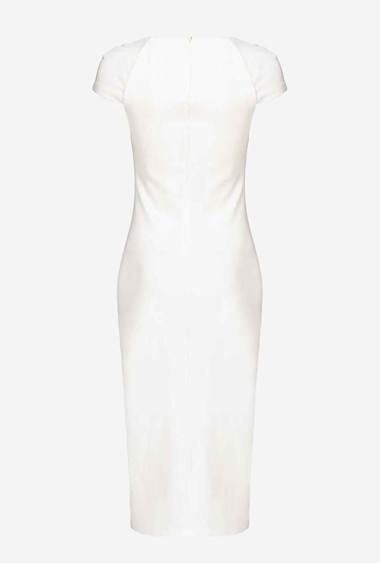 White Women's Pinko Long, Plain, Snug-fitting Dress | Ireland-06597439