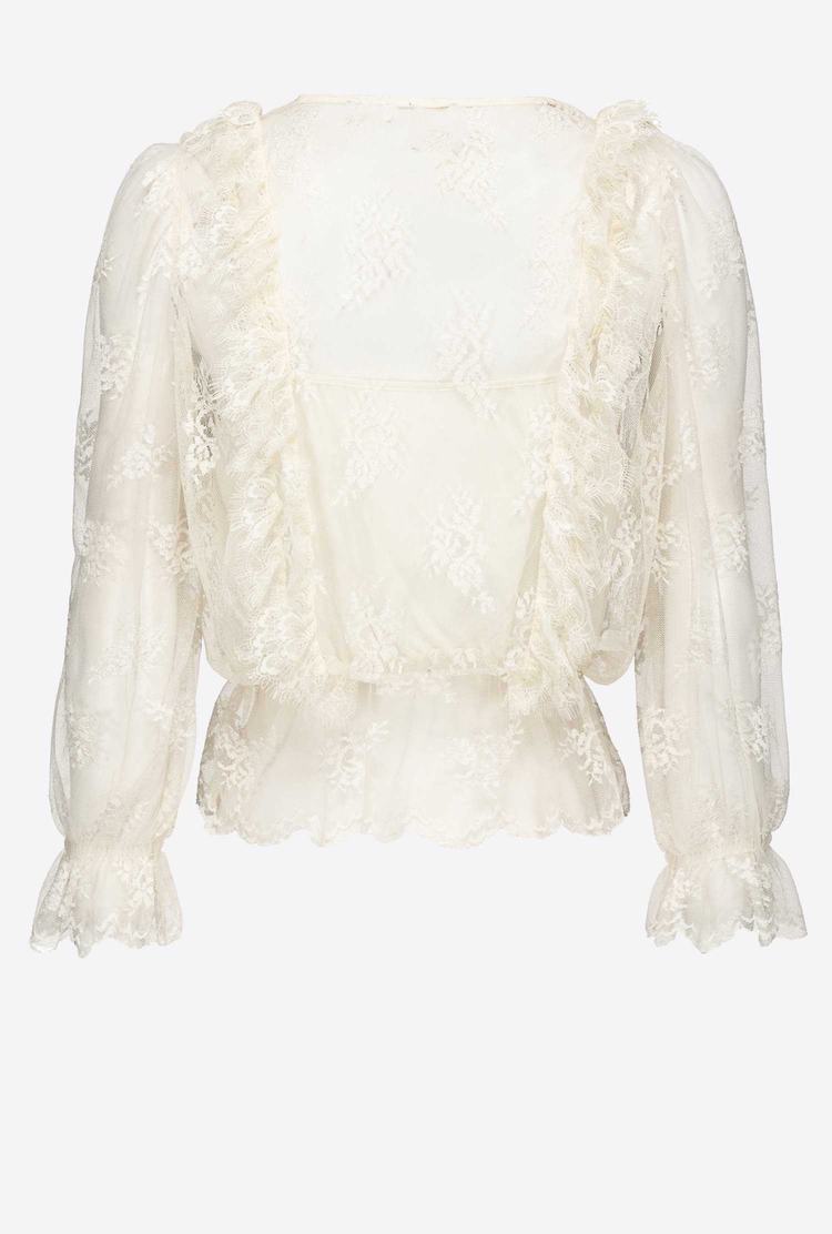 White Women's Pinko Long-sleeved Lace Skirts | Ireland-50139629