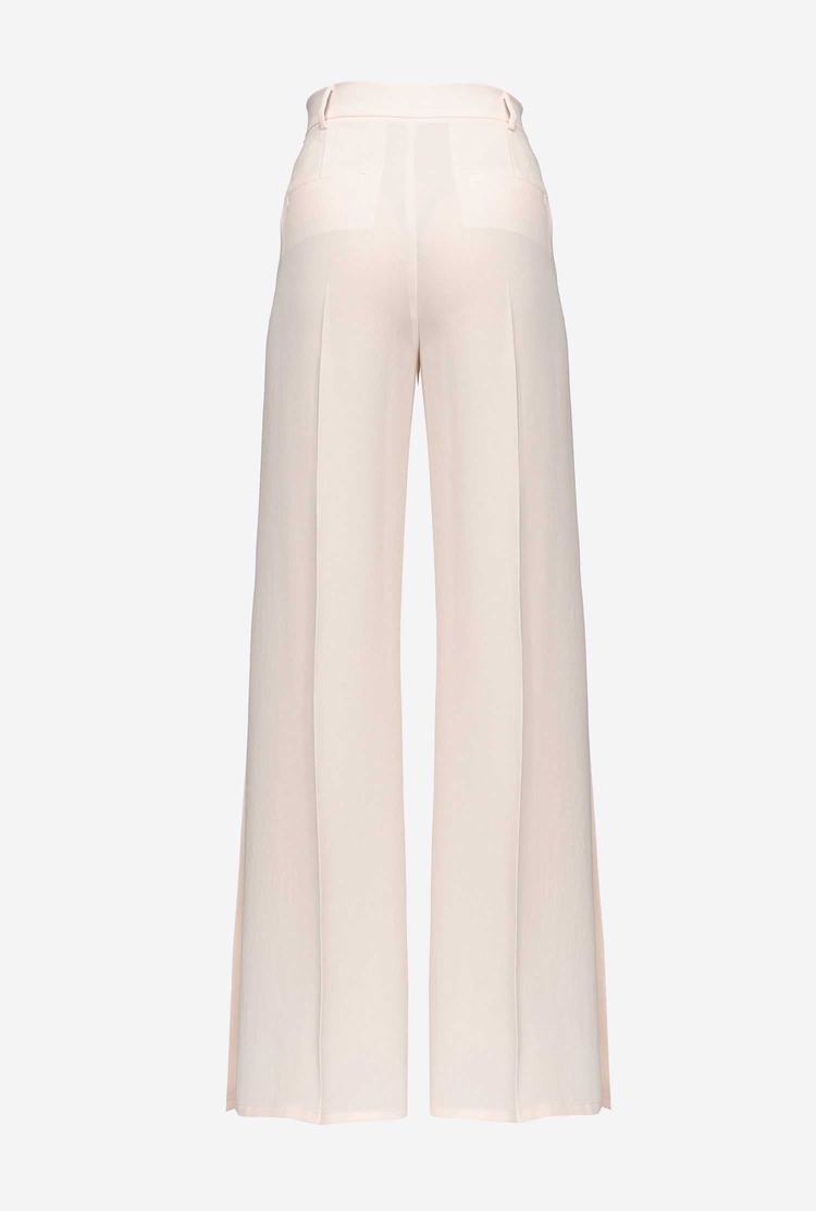 White Women's Pinko Loose-fitting Flowing Crepe Pants | Ireland-07845169