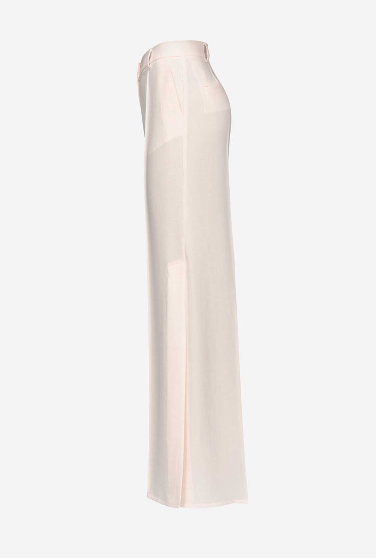 White Women's Pinko Loose-fitting Flowing Crepe Pants | Ireland-07845169