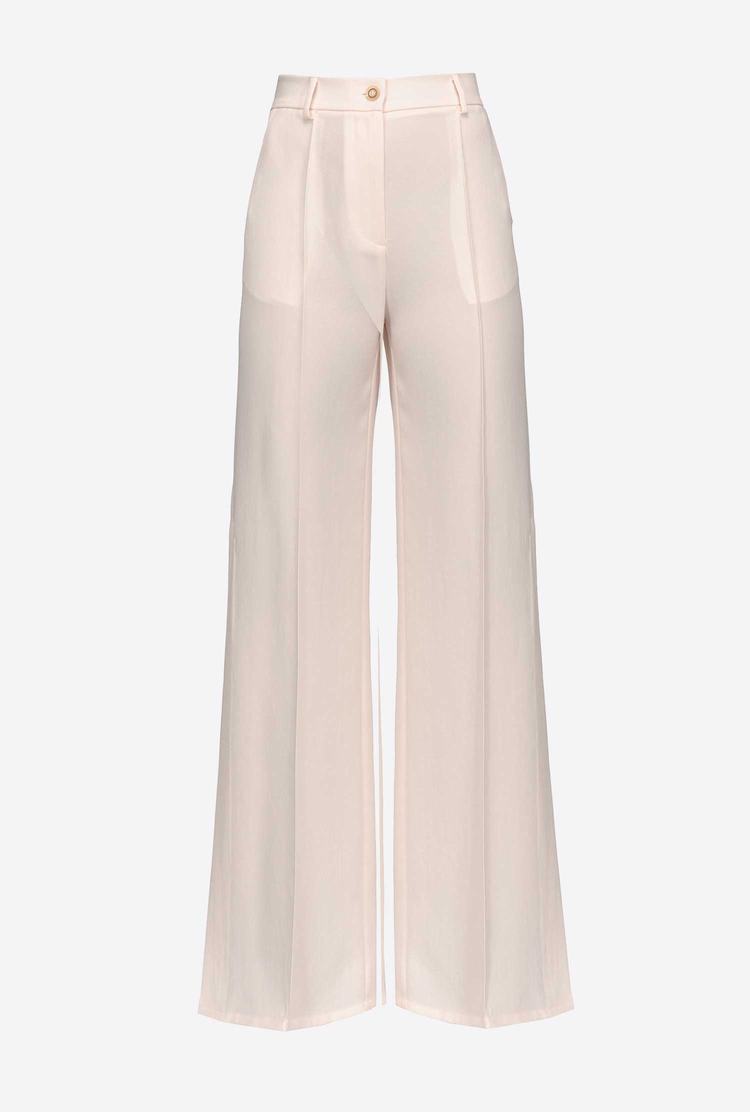 White Women\'s Pinko Loose-fitting Flowing Crepe Pants | Ireland-07845169