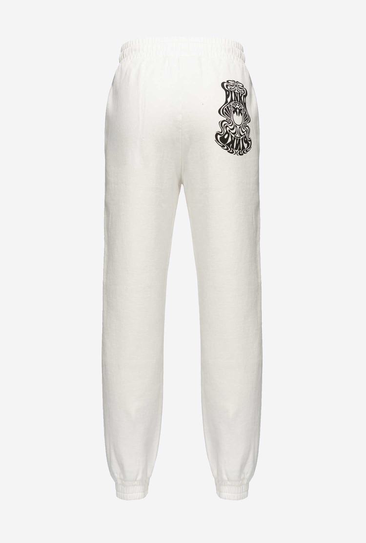 White Women's Pinko Love Birds Logo Pants | Ireland-17452369