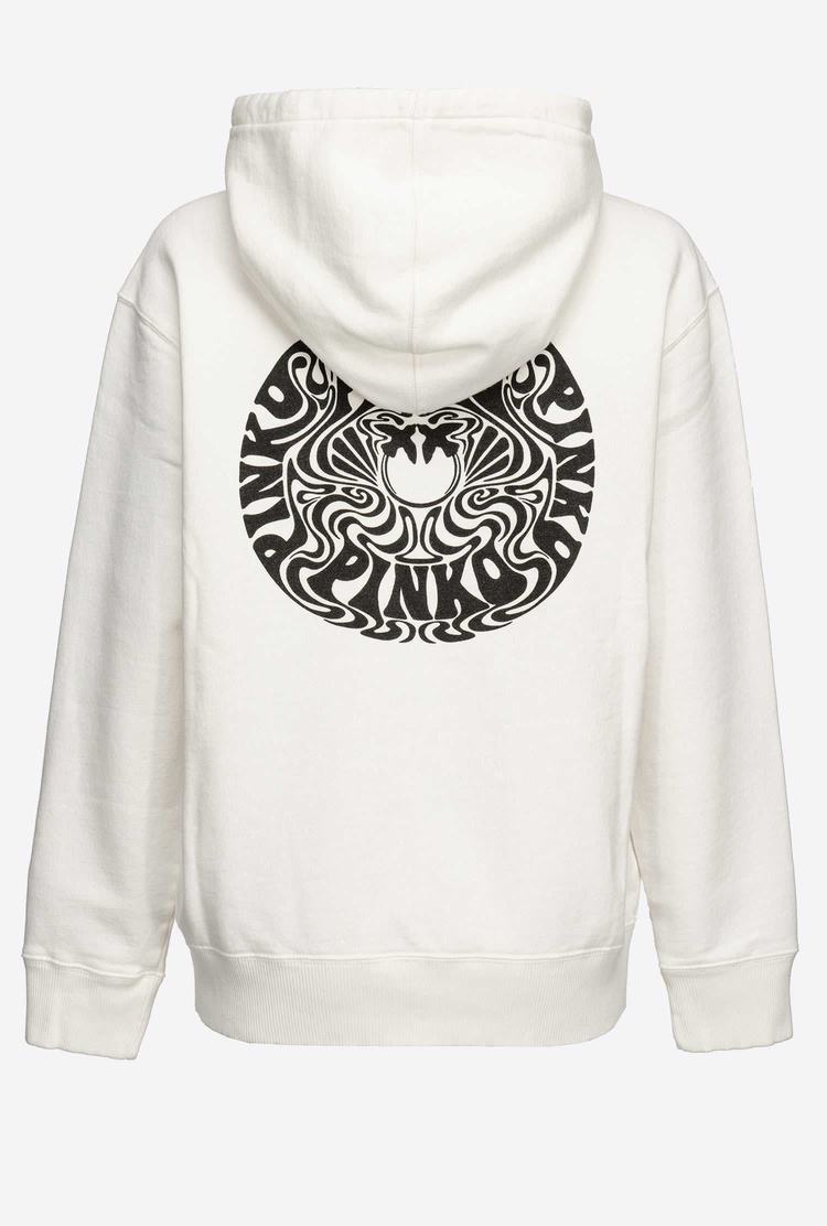 White Women's Pinko Love Birds Logo Sweatshirt | Ireland-16320789