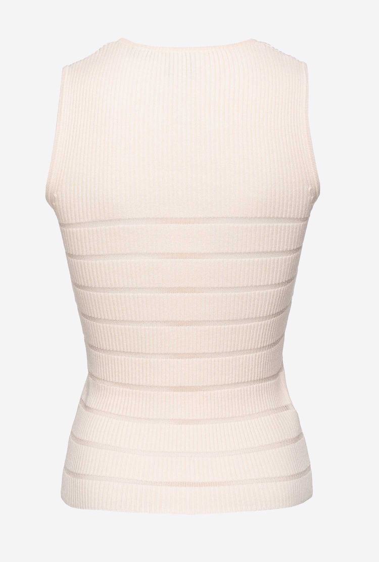 White Women's Pinko Lurex Striped Tanks | Ireland-47650329