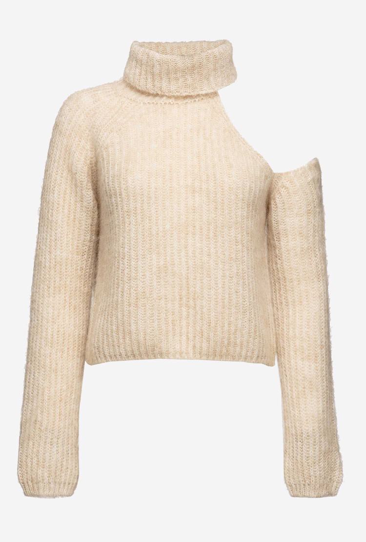 White Women's Pinko Open Shoulder Sweaters | Ireland-24316789