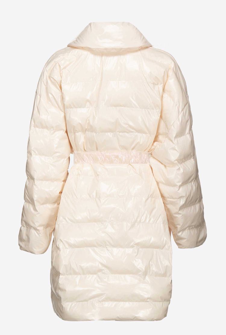 White Women's Pinko Padded Crystal Nylon Double-breasted Jackets | Ireland-96018359