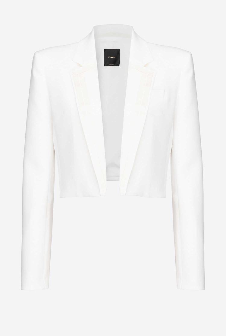 White Women's Pinko Poly Crepe Spencer Jackets | Ireland-39746259