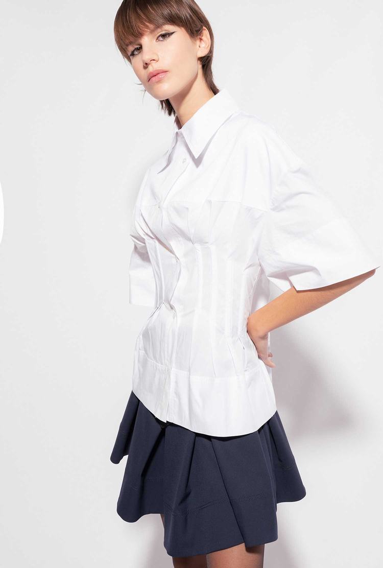 White Women's Pinko Reimagine Poplin Shirts | Ireland-52860439