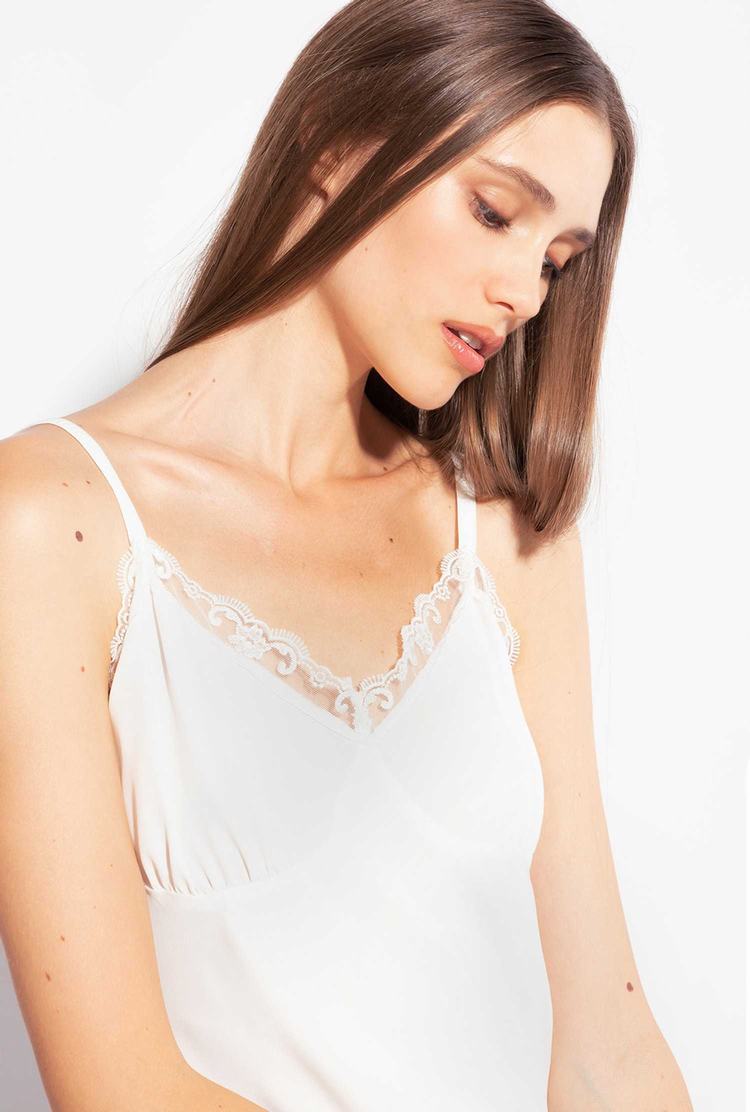 White Women's Pinko Silk And Lace Tanks | Ireland-30957819