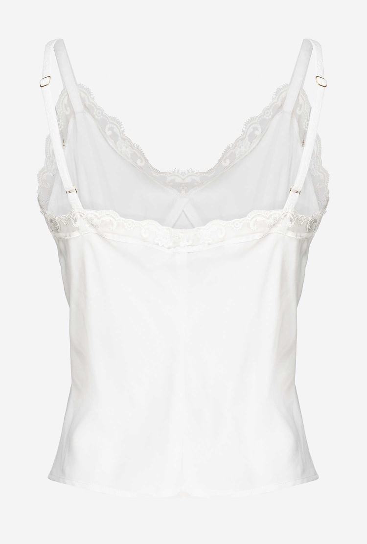 White Women's Pinko Silk And Lace Tanks | Ireland-30957819