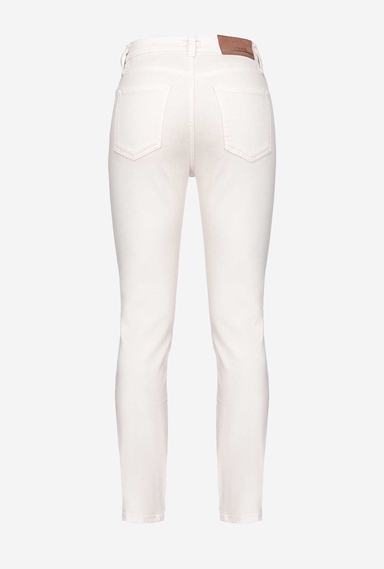 White Women's Pinko Slim-fit Cotton Bull Jeans | Ireland-90152479