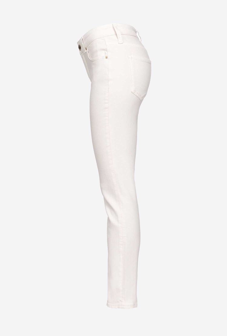 White Women's Pinko Slim-fit Cotton Bull Jeans | Ireland-90152479