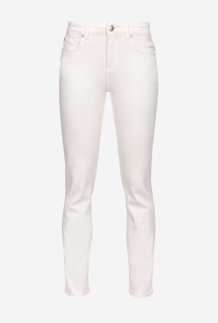 White Women\'s Pinko Slim-fit Cotton Bull Jeans | Ireland-90152479