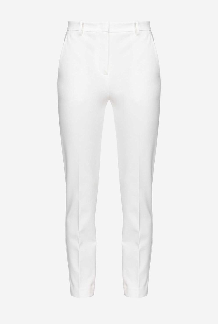 White Women's Pinko Slim-fit Monochrome Pants | Ireland-87630129