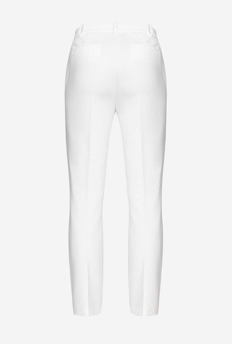 White Women's Pinko Slim-fit Monochrome Pants | Ireland-87630129