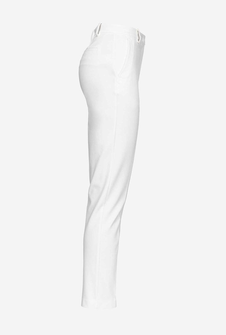 White Women's Pinko Slim-fit Monochrome Pants | Ireland-87630129